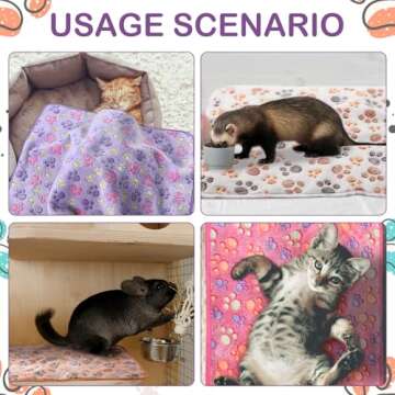 Panelee 4 Pcs Waterproof Dog Blankets Washable Puppy Paw Print Fleece Blanket for Small Medium Pet Cat Whelping Warm Soft Sleep Mat Guinea Pig Cage Liners(Multicolor,30 x 21 Inch)