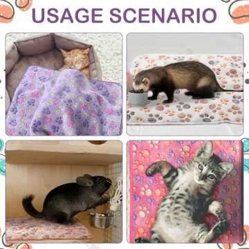 Panelee 4 Pcs Waterproof Dog Blankets Washable Puppy Paw Print Fleece Blanket for Small Medium Pet Cat Whelping Warm Soft Sleep Mat Guinea Pig Cage Liners(Multicolor,30 x 21 Inch)