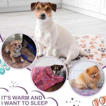 Panelee 4 Pcs Waterproof Dog Blankets Washable Puppy Paw Print Fleece Blanket for Small Medium Pet Cat Whelping Warm Soft Sleep Mat Guinea Pig Cage Liners(Multicolor,30 x 21 Inch)