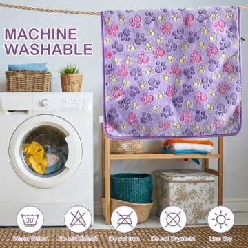 Panelee 4 Pcs Waterproof Dog Blankets Washable Puppy Paw Print Fleece Blanket for Small Medium Pet Cat Whelping Warm Soft Sleep Mat Guinea Pig Cage Liners(Multicolor,30 x 21 Inch)