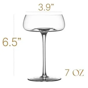 GLASSIQUE CADEAU Crystal Cocktail and Champagne Coupette Glasses | Set of 4 | 9 oz Elegant Long Stem...