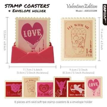 6 Pcs Valentine's Day Coasters Gift Set for Lovers