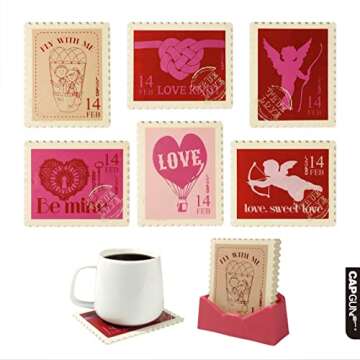 6 Pcs Valentine's Day Coasters Gift Set for Lovers