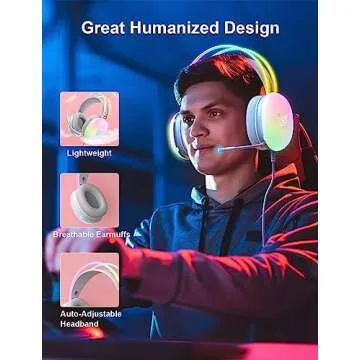 RGB Gaming Headset with Microphone, Surround Sound & Comfort