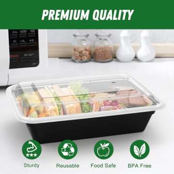 Dealusy 50 Pack Meal Prep Containers - Sturdy & Leakproof