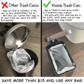 Homie Slim Trash Can with Soft Close Lid and Anti-Bag Slip