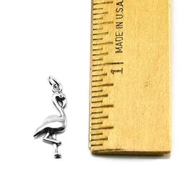 Tiny Flamingo Charm Necklace in Sterling Silver - 18 Inch