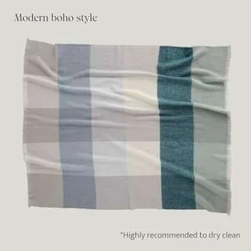 Double Stitch Alpaca Wool Throw Blanket - Warm, Soft Blanket for Couch, Luxury & Decorative Fleece Throw, Fall Plaid, Gift for Mother's Day, House Warming, 50" x 60", Sage Valley