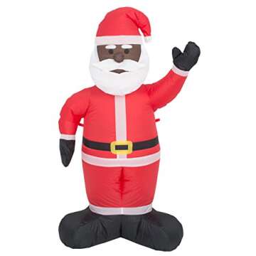 Costume Agent Inflatable Indoor and Outdoor Christmas Decoration - Black Santa - 4 feet - Christmas Inflatables - Vacation Inflatable