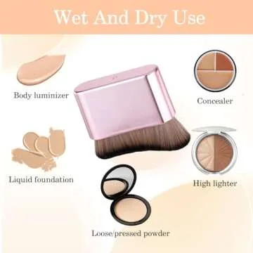 Molain Self Tanner Brush, Large Kabuki Brush for Body, Sunless Tanner Makeup Brushes, Face Makeup Brush for Foundation, Blusher, Shadow, Bronzer (Pink Rose Gold)