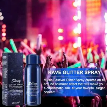 Body Glitter Spray, Temporary Body Shimmer Spray for Face, Hair, Clothing, Long Lasting Quick-Drying...