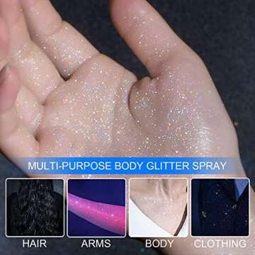 Body Glitter Spray, Temporary Body Shimmer Spray for Face, Hair, Clothing, Long Lasting Quick-Drying Shiny Hairspray for Music Festival Rave, Nightclub Party, Prom, 2oz
