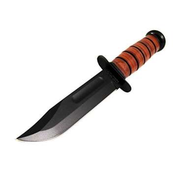 Ka-Bar 1220 US Army Straight Edge Fighting/Utility Knife with Leather Sheath , Beige, 7" Blade