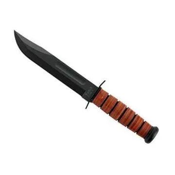 Ka-Bar 1220 US Army Straight Edge Fighting/Utility Knife with Leather Sheath , Beige, 7" Blade