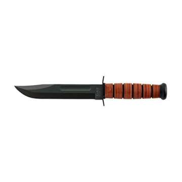 Ka-Bar 1220 US Army Straight Edge Fighting/Utility Knife with Leather Sheath , Beige, 7" Blade