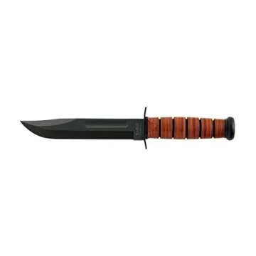 Ka-Bar 1220 US Army Straight Edge Fighting/Utility Knife with Leather Sheath , Beige, 7" Blade