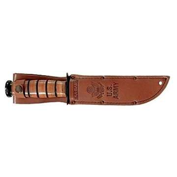 Ka-Bar 1220 US Army Straight Edge Fighting/Utility Knife with Leather Sheath , Beige, 7" Blade