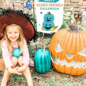 Teal Pumpkin Project Yard Flags, Non-food Treats Available Here Signs Allergy-friendly Halloween Trinkets and Treats Garden Flags, Set of 2