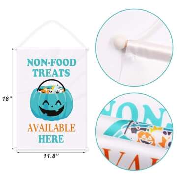 Teal Pumpkin Project Yard Flags, Non-food Treats Available Here Signs Allergy-friendly Halloween Trinkets and Treats Garden Flags, Set of 2