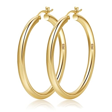 4mm Thick Gold Chunky Hoop Earrings for Women - Hypoallergenic Gold Hoops
