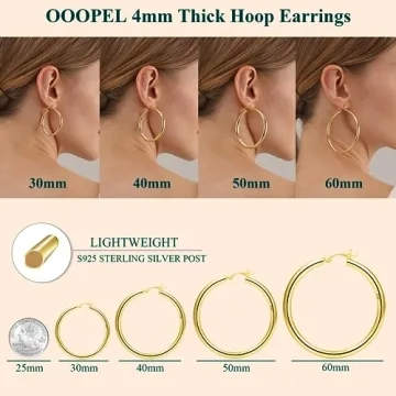 Chunky Gold Hoop Earrings Lightweight Hypoallergenic Stylish