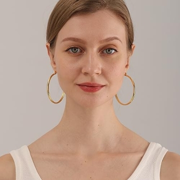 Chunky Gold Hoop Earrings Lightweight Hypoallergenic Stylish