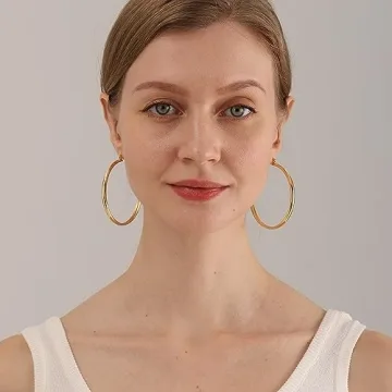 Chunky Gold Hoop Earrings Lightweight Hypoallergenic Stylish