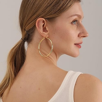 Chunky Gold Hoop Earrings Lightweight Hypoallergenic Stylish