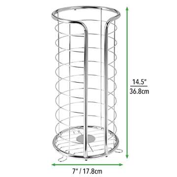 mDesign Metal Free Standing Toilet Paper Organizer Stand - 3 Rolls of Jumbo Toilet Tissue Storage - Bathroom Decor Accessory for Under Sink, Vanity, and Inside Cabinet Shelf - Omni Collection, Chrome