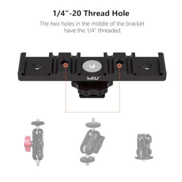 HSU Cold Shoe Mount Bracket - Triple Head Mount Adapter