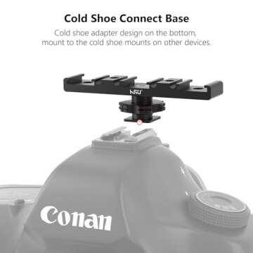 HSU Cold Shoe Mount Bracket - Triple Head Mount Adapter