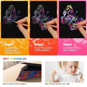 VopRog Scratch Art for Kids 130 Sheets Creative Craft Set
