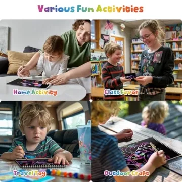 VopRog Scratch Art for Kids 130 Sheets Creative Craft Set