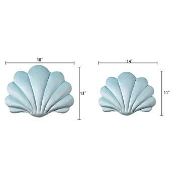 Ashler 3D Throw Pillows Shell Shaped Accent Throw Pillow, Soft Velvet Insert Included Cushion for Couch Bed Living Room, Pack of 1, Light Blue, 14 X 11 inches