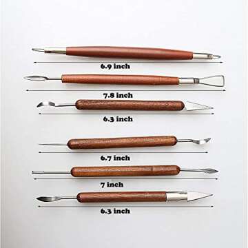 S & E TEACHER'S EDITION 6 Pcs Pottery & Clay Sculpting Tools Set with Double-Sided Functionality