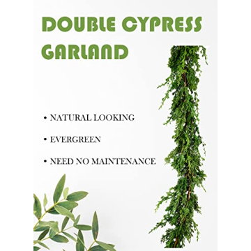 Serene Spaces Living 5ft Faux Cypress Garland for Christmas Decor