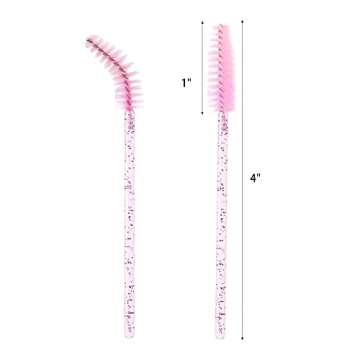 BTYMS 100 Pieces Disposable Lash Wands Eyelash Brushes with Crystal Handle Eyebrow Brushes Spoolies ...