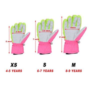 AMYIPO Kids Winter Snow Ski Gloves Children Snowboard Gloves for Boys Girls (Blue-3, 6-7 Years)