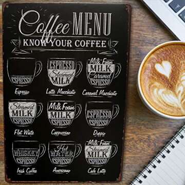 Coffee Menu Bar Metal Sign | Perfect for your Home Coffee Station, Kitchen Wall Decor, Coffee Bar Ac...
