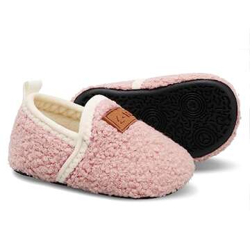 L-RUN Toddler Slipper Girl/Boy Indoor House Slipper Pink 5.5-6 Infant=EU22-23