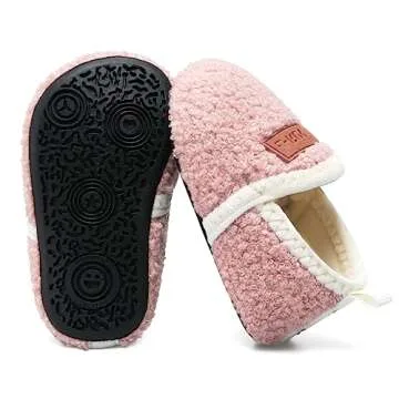 L-RUN Kids Cozy Non-Slip Slippers for Toddlers