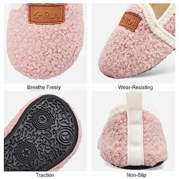 L-RUN Toddler Slipper Girl/Boy Indoor House Slipper Pink 5.5-6 Infant=EU22-23