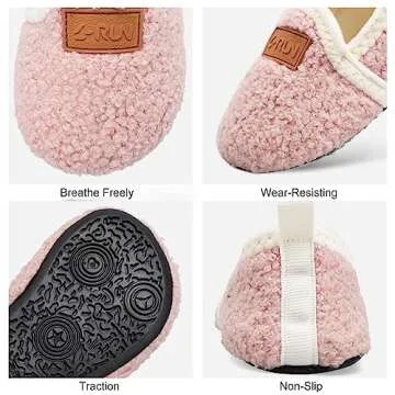 L-RUN Kids Cozy Non-Slip Slippers for Toddlers