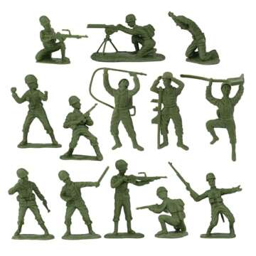 BMC WW2 D-Day Plastic Army Men - 34 American, British, German Soldier Figures