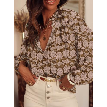 SHEWIN Women's Dressy Casual Floral Blouses for 2025