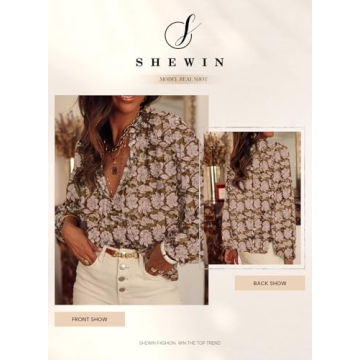 SHEWIN Women's Dressy Casual Floral Blouses for 2025