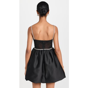 Black Taffeta Diamante Mini Dress with Crystal Embellishments