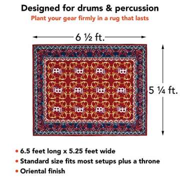 Drum Rug Mat (78" x 63"), Tightly Woven Durable Carpet Fabric for Spurs and Stands — Rubber Lined — Designed in Germany