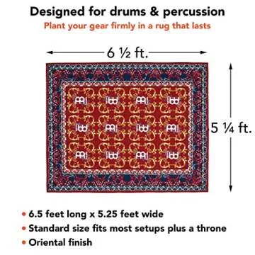 Drum Rug Mat (78" x 63"), Tightly Woven Durable Carpet Fabric for Spurs and Stands — Rubber Lined — Designed in Germany