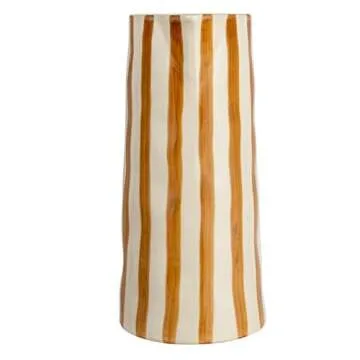 Creative Co-Op Hand-Painted Stoneware Stripes, Multicolor Pitcher, Multi